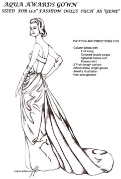 pattern sketch Grace Kelly Oscar dress